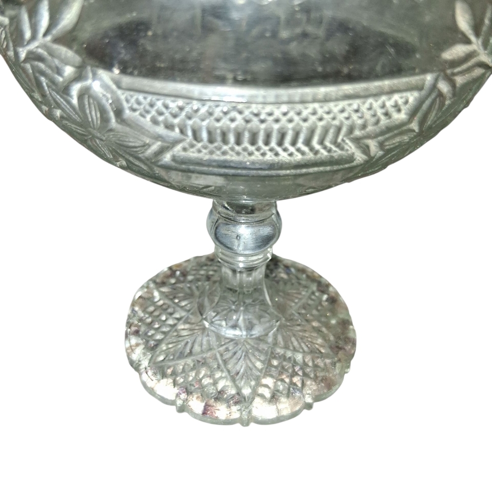 Elegant Vintage Floral Glass Compote - Picture 5 of 5